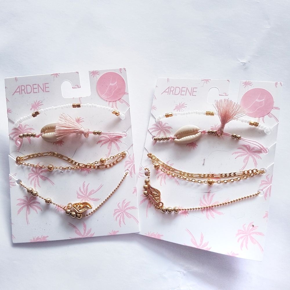 Ardene New Gold and Pink Identical Anklet Sets